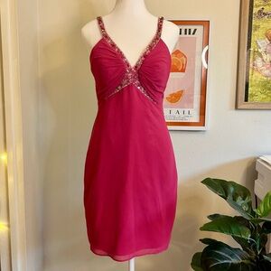 Y2K hot pink beaded sequin fairy dress